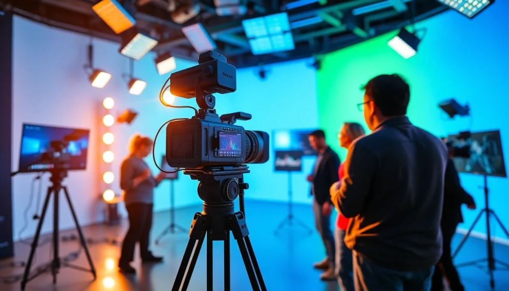 Showcasing corporate video production Phoenix in a professional studio environment with a dynamic team.