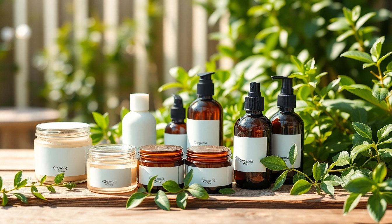 Naudojant ekologiška kosmetika, įrengti natūralūs odos priežiūros produktai su žalumynais.