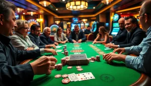 Gambling scene showcasing a vibrant poker table with a cash deposit of 1000, emphasizing excitement and strategy.