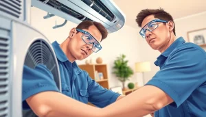 AC Repair Pinellas County FL technician servicing an air conditioning unit in a home setting