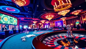 Datuk Win digambarkan dalam adegan kasino yang hidup dengan penekanan pada keping chip poker dan pemain yang merayakan.