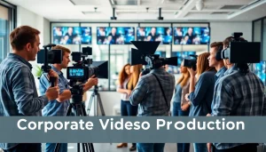 Engaging scene of corporate video production Phoenix team collaborating on a set.