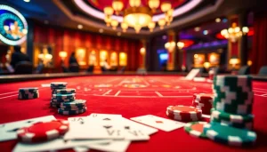 เล่นบาคาร่าในคาสิโนที่มีความหรูหรา พร้อมด้วยชิปและการ์ด