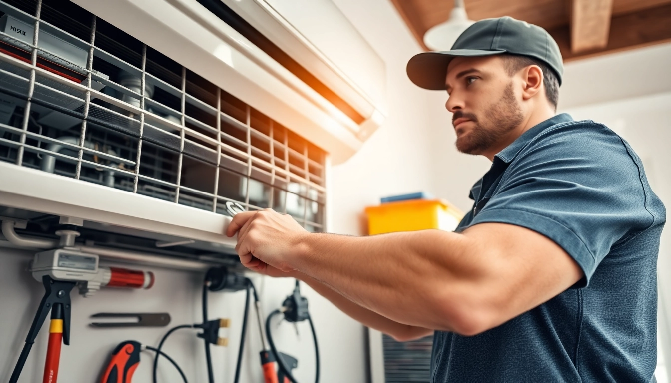 Expert HVAC repair lewisboro showcasing skilled technician working on air conditioning unit.