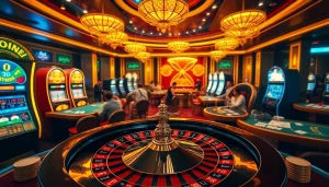 Experience the excitement of gambling at the trang chủ tobet88 with vibrant casino visuals showcasing poker, roulette, and slot machines.