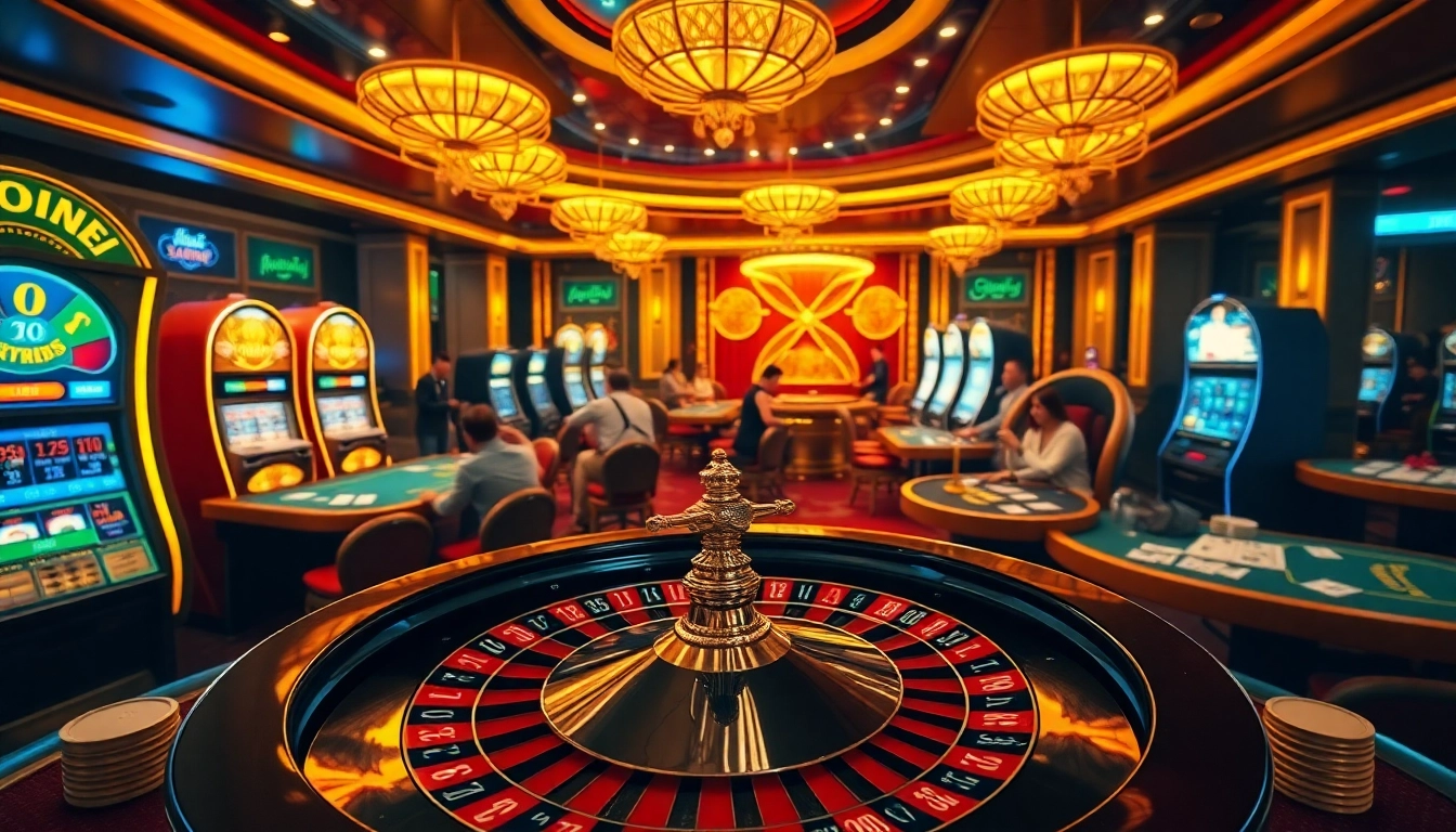 Experience the excitement of gambling at the trang chủ tobet88 with vibrant casino visuals showcasing poker, roulette, and slot machines.