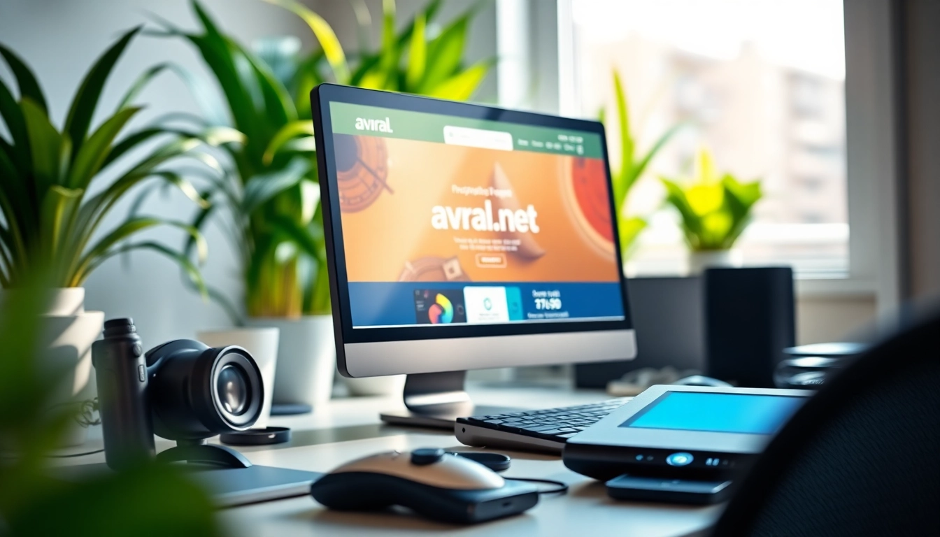 avral.net 웹사이트와 함께 작업하는 디지털 작업 공간의 모습