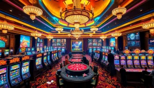 Players enjoying the vibrant atmosphere of go88 casino, surrounded by colorful slot machines and exciting table games.