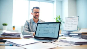 Tax season preparation with a professional consultant in an office setting.