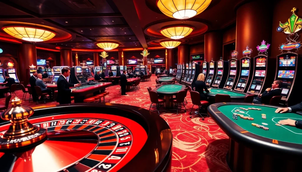 Experience thrilling gaming action at okwin's lively casino tables and vibrant roulette wheel.