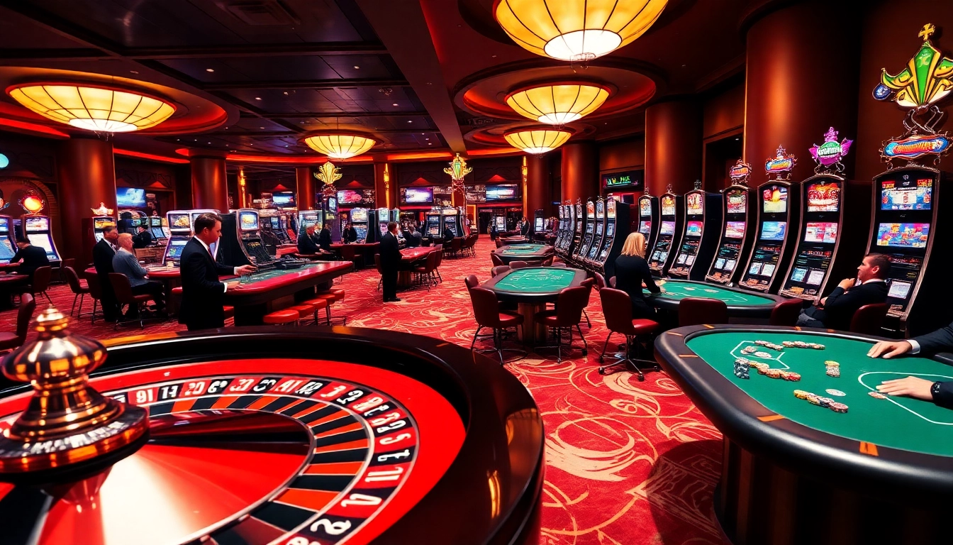 Experience thrilling gaming action at okwin's lively casino tables and vibrant roulette wheel.