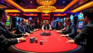Experience thrilling gaming at https://febet8.com with vibrant casino tables and engaging poker players.