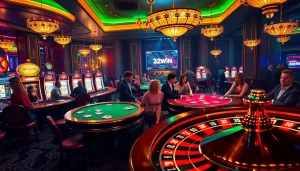 Experience exciting gameplay with the 32win app at vibrant casino tables and slot machines.