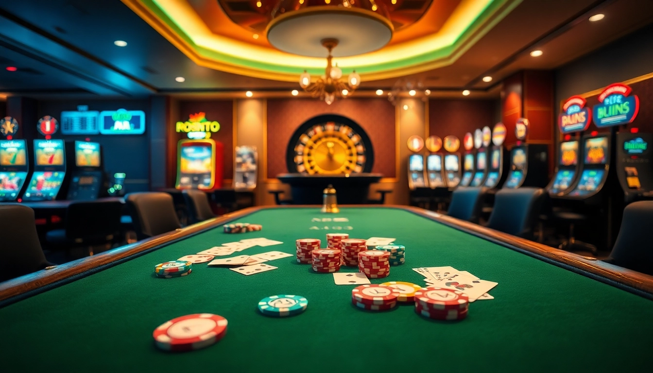 Engaging poker scene with luxurious elements at 88aa.com, showcasing chips, cards, and a roulette wheel.