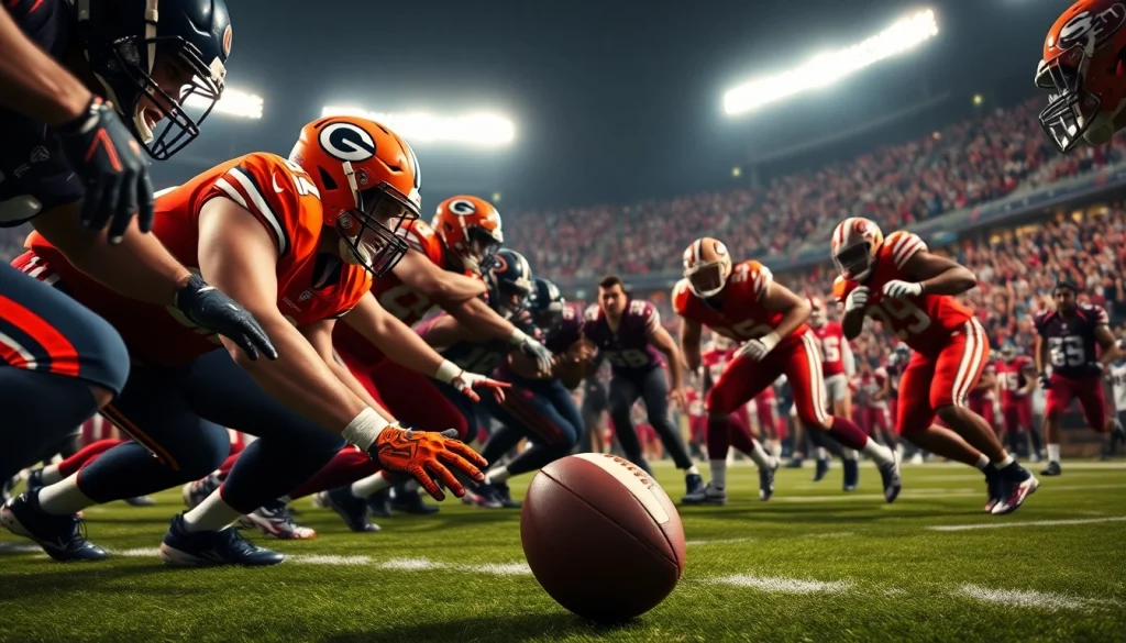 Bears vs 49ers players in an intense football clash showcasing action and energy.