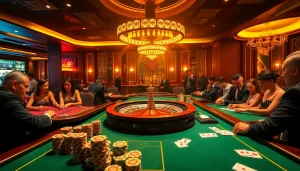 Exciting poker action at nhà cái 88t with colorful chips and cards on the table.