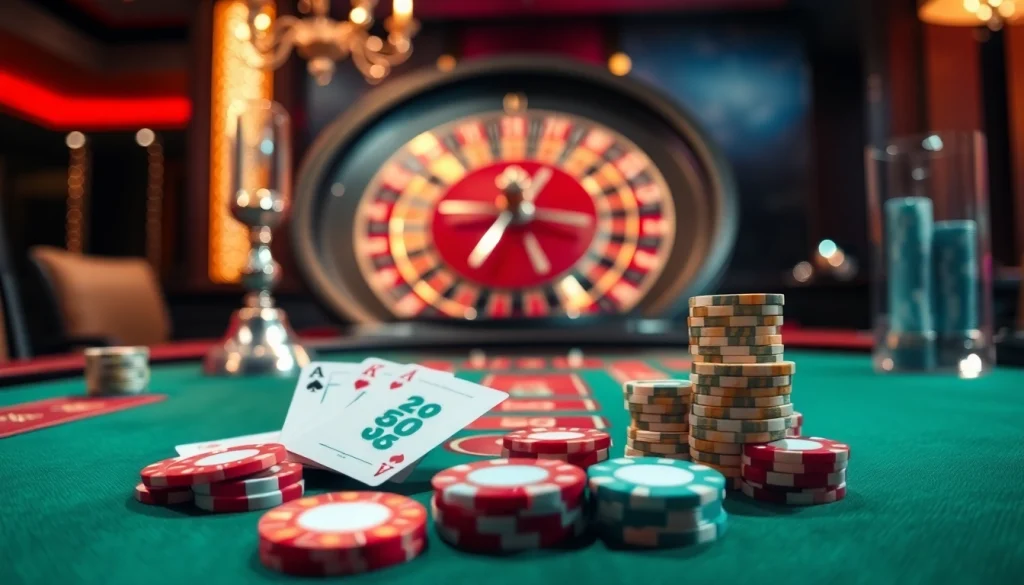 S88vip casino scene showcasing poker chips and roulette, immersing players in a thrilling atmosphere.