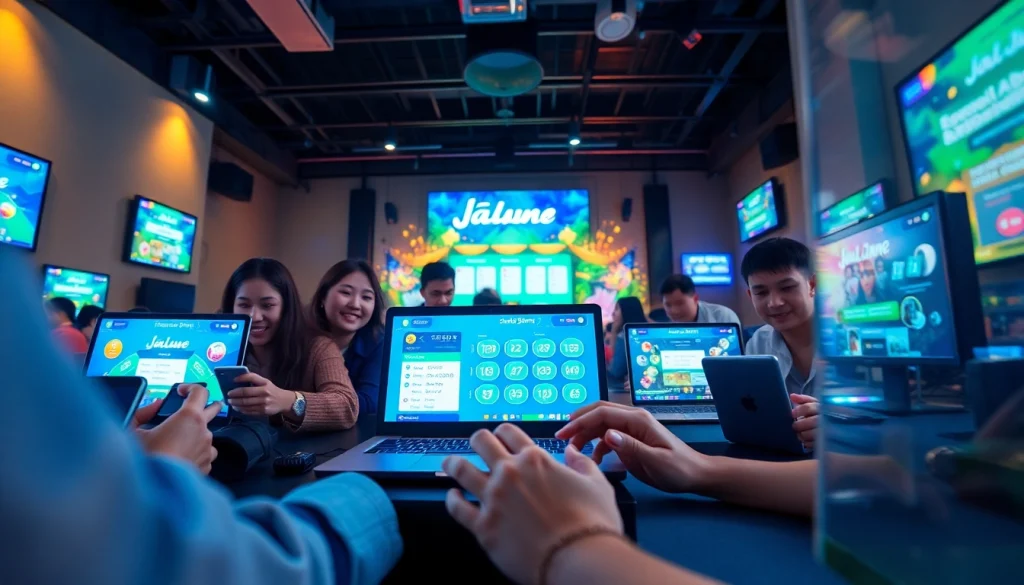 Players immersed in the Jalwa game experience, showcasing interactive gaming on diverse devices.