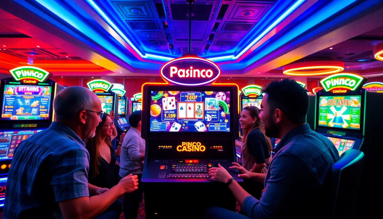 Pinco Casino demo oynamaq üçün interaktiv mühitdə oyunçuların iştirak etdiyi görüntü.