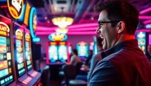 Menangkan permainan slot depo 1k dengan suasana kasino yang cerah dan energik.