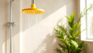Experience the joyful ambiance of a sunny shower in this beautifully designed bathroom.