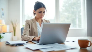 Streamlined uk eta online application process at a bright desk setting, showcasing focus and efficiency.