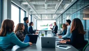 Engaging business growth insights shared in a dynamic office meeting environment.