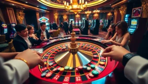 Experience the thrill of rr88 at a luxurious roulette table with vibrant casino excitement.