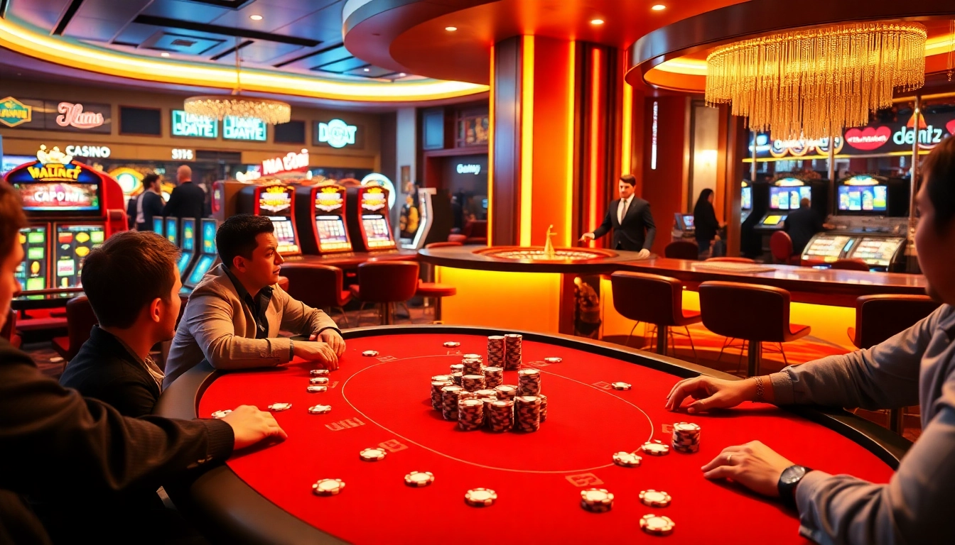 Experience the excitement of winning with online gambling at https://mm88.vin/ featuring poker tables and vibrant casino visuals.