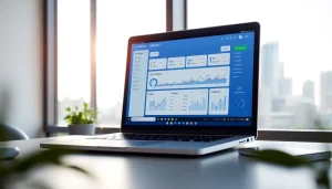 Showcasing the 1cplatform dashboard on a sleek laptop for professional insights.