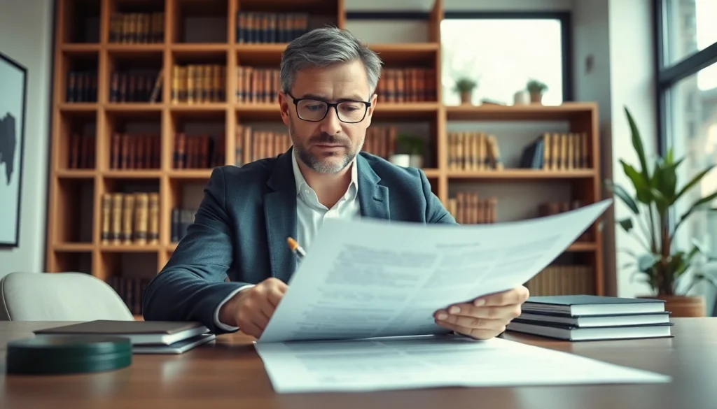 Arbeitsvertrag prüfen mit einem Anwalt in einem modernen Büro.