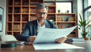 Arbeitsvertrag prüfen mit einem Anwalt in einem modernen Büro.