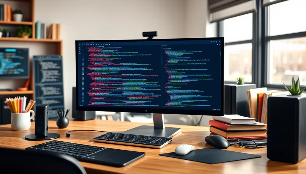 Analyze meta tags on a professional web development desk with coding snippets visible.