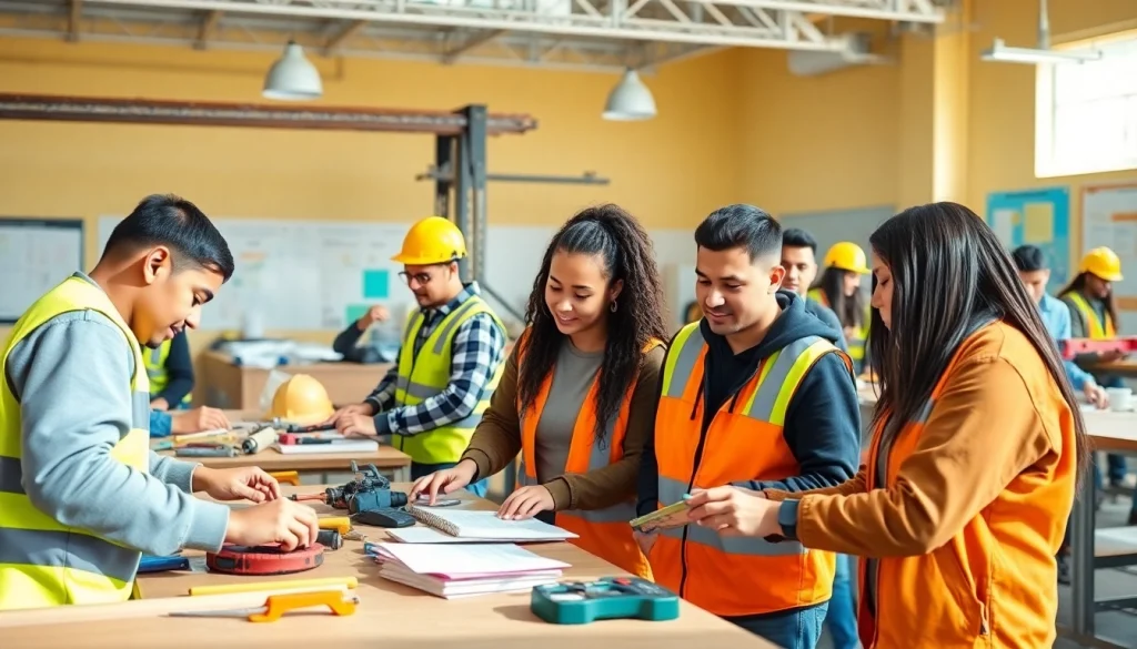 Students participating in construction classes, showcasing hands-on learning and collaboration.