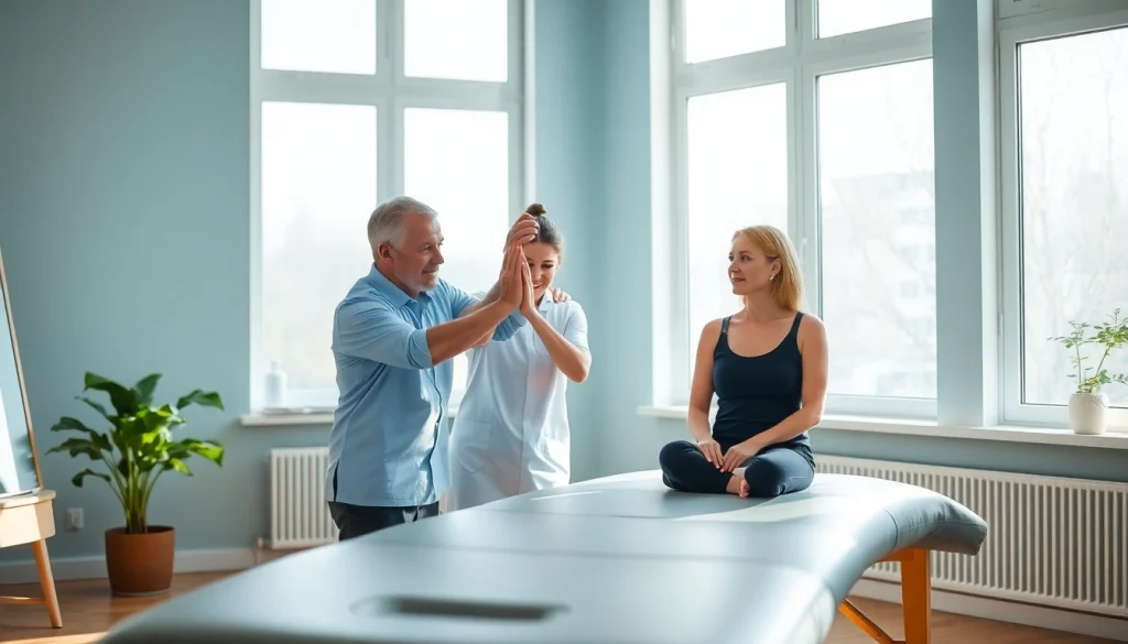 Engaging physiotherapy near me session showcasing professional care and patient support.