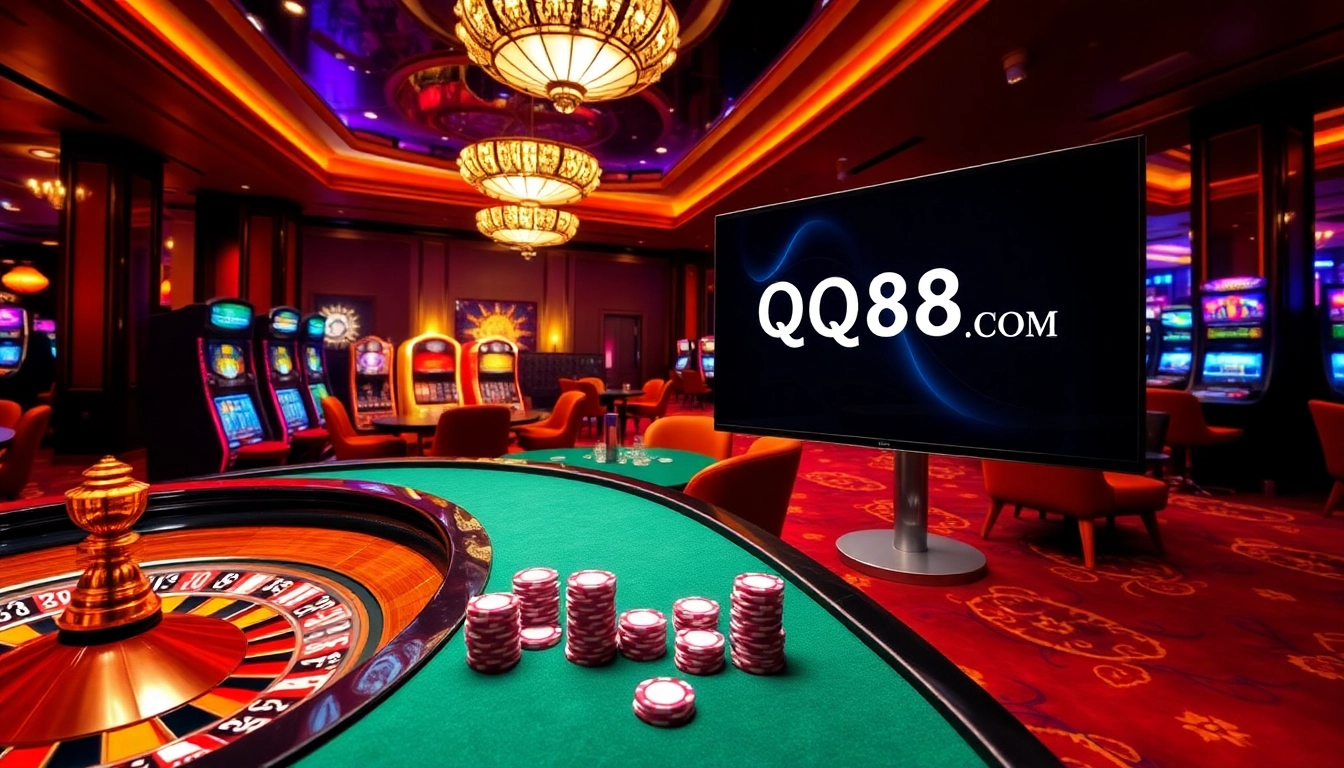 Engaged players at a QQ88 COM casino table revel in the thrilling atmosphere.