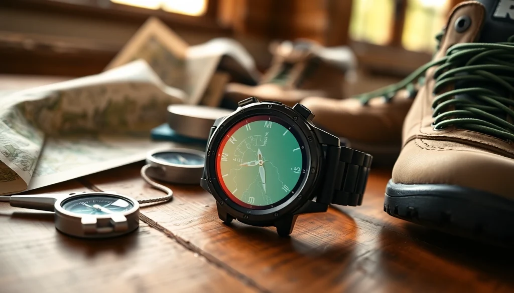 Monitor your adventures with the Explorer GPS Smart Watch against outdoor gear.