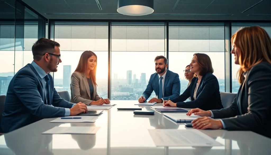 Collaborative discussion at a Luxembourg holding company office table illustrating effective strategies.