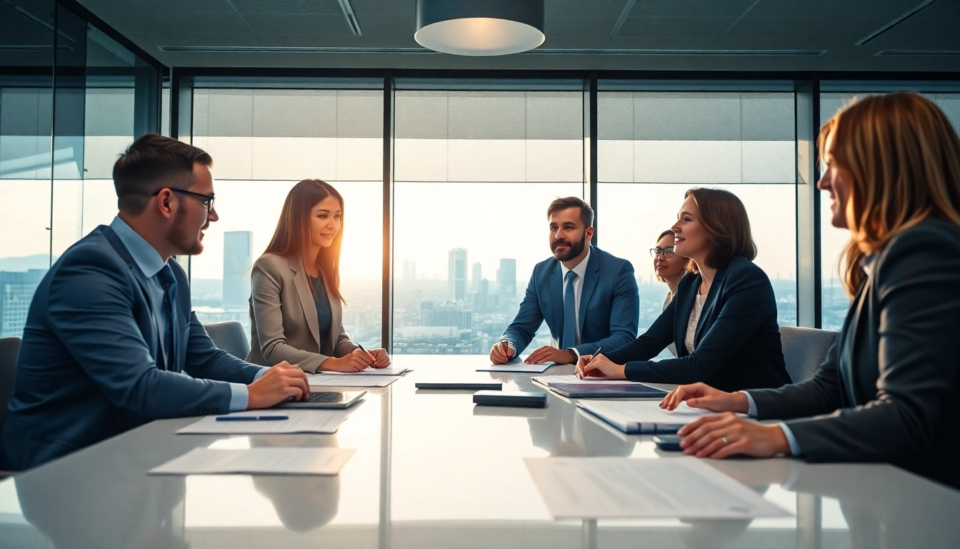 Collaborative discussion at a Luxembourg holding company office table illustrating effective strategies.