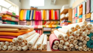 Katoen stof kopen met een prachtig aanbod van kleurrijke stoffen in een textielwinkel.