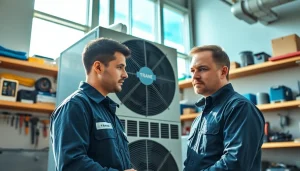 Technician evaluating Trane Canada HVAC systems in a modern workshop setting.