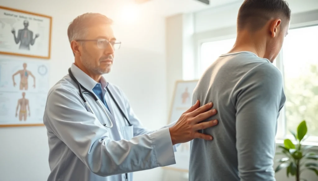 Osteopathie Behandlung in Stuttgart, bei der Therapeutin in hellem Raum konzentriert arbeitet.