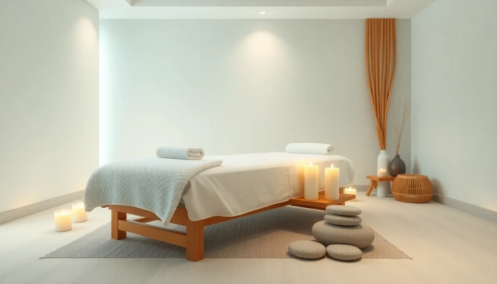 초대하는 분위기와 진정 효과가 있는 색상의 마사지 치료실
