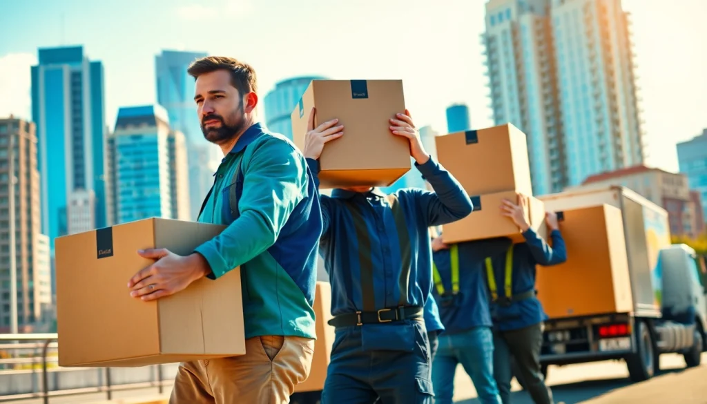 Experience reliable province to province movers efficiently loading in an urban setting.