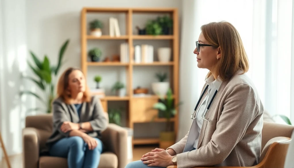 Engaging consultation with a Dubai psychiatrist in a warm, inviting therapy environment.
