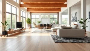 Showcase of elegant vinyl flooring in a modern living room with natural light.